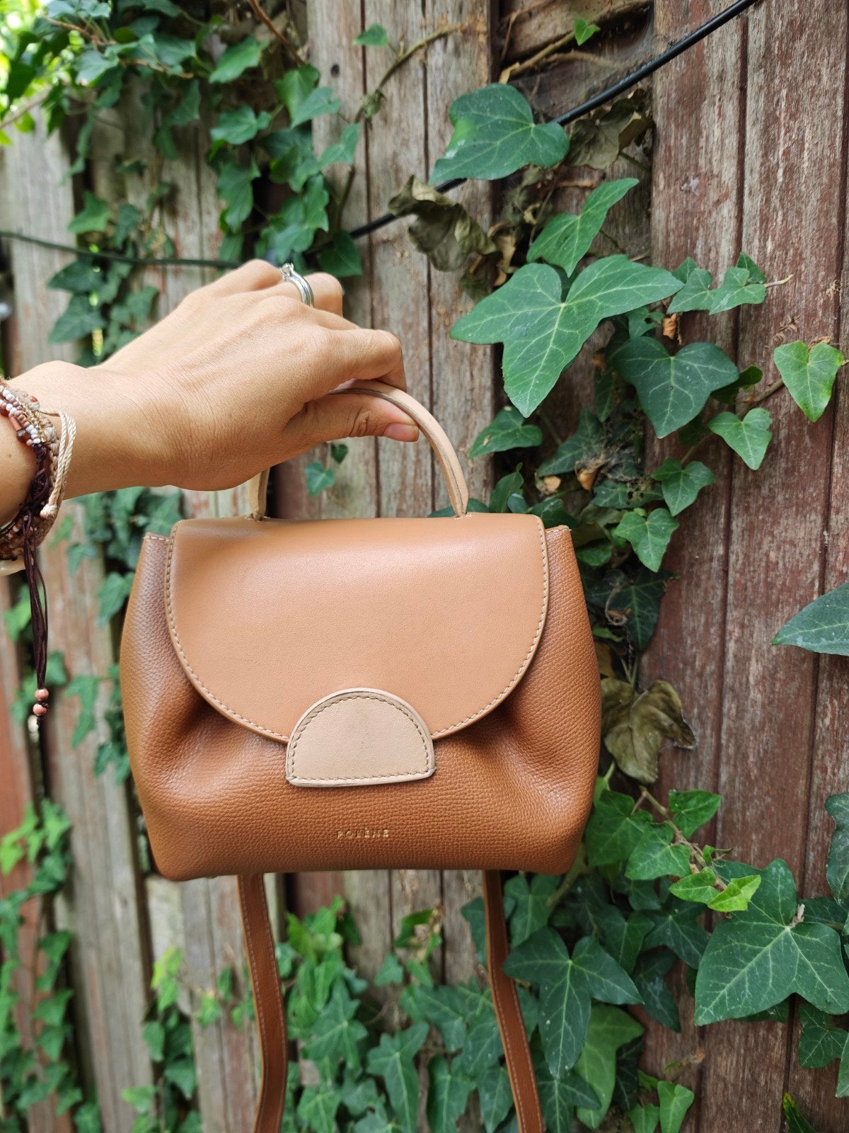 Polène Trio Caramel Edition Handtas, Sieraden, Tassen en Uiterlijk, Verzenden, Gebruikt, Bruin, Handtas