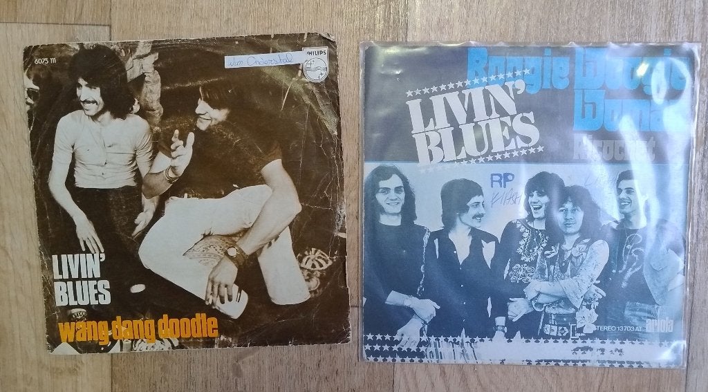 2x Singletjes 45 toeren LIVIN' BLUES haagse beat, Gebruikt, 7 inch, Ophalen of Verzenden, Jazz en Blues
