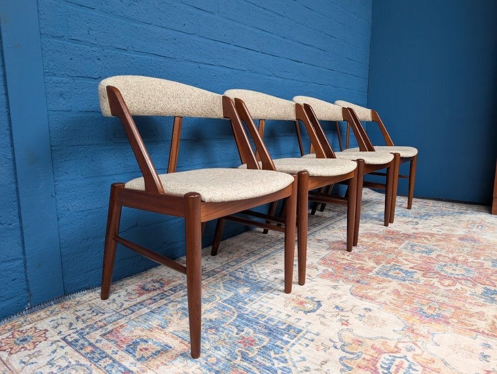 4x Vintage Design Stoelen, Henning Kjærnulf, Jaren 60, Hout, Gebruikt, Bruin, Ophalen of Verzenden