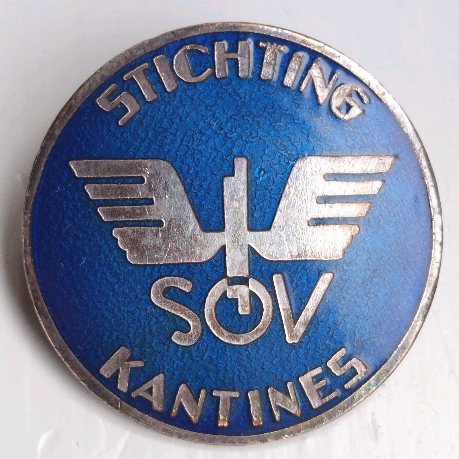 NS Blauwe Knoop SOV speld badge embleem trein drank onthoudt, Ophalen of Verzenden, Gebruikt, Trein, Overige typen