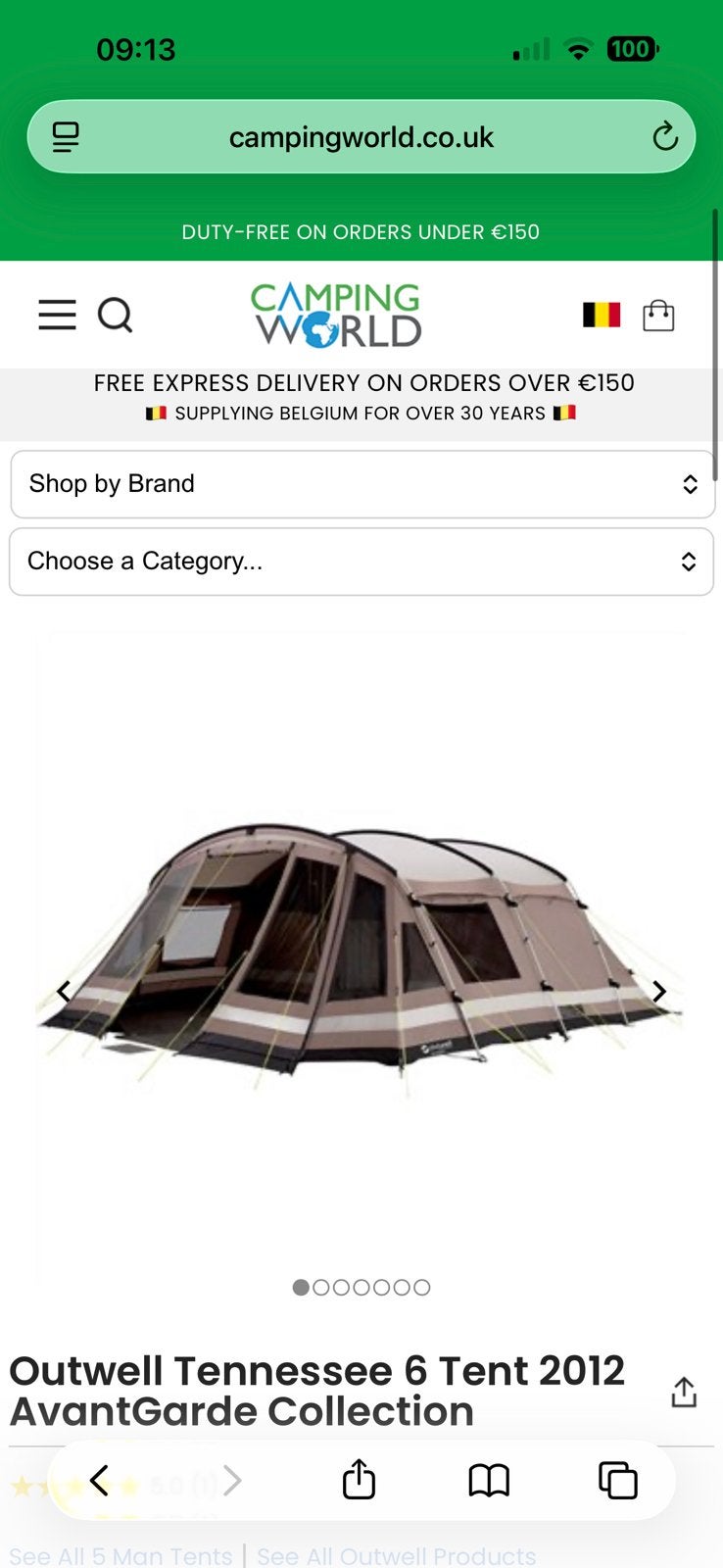 Outwell Tennessee 6 tent / 6 persoons tent, Caravans en Kamperen, Tenten, Ophalen, Zo goed als nieuw