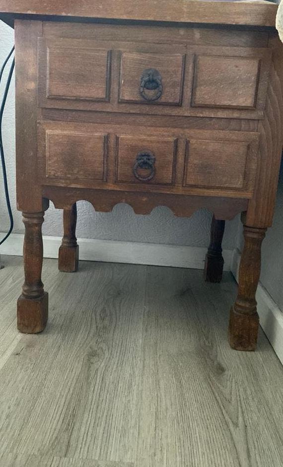 Nachtkasteje hout 2 lades, Huis en Inrichting, Kasten | Ladekasten, Ophalen, Zo goed als nieuw, 25 tot 50 cm, Minder dan 100 cm