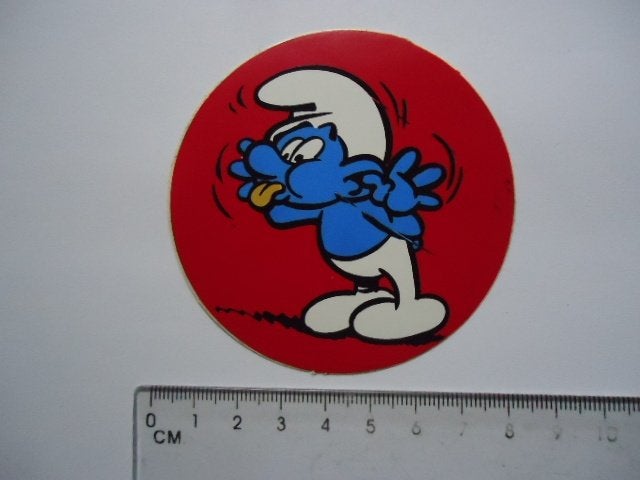 sticker oud SMURF strip jaren 70 peyo lekker puh, Verzenden, Zo goed als nieuw, Bedrijf of Vereniging