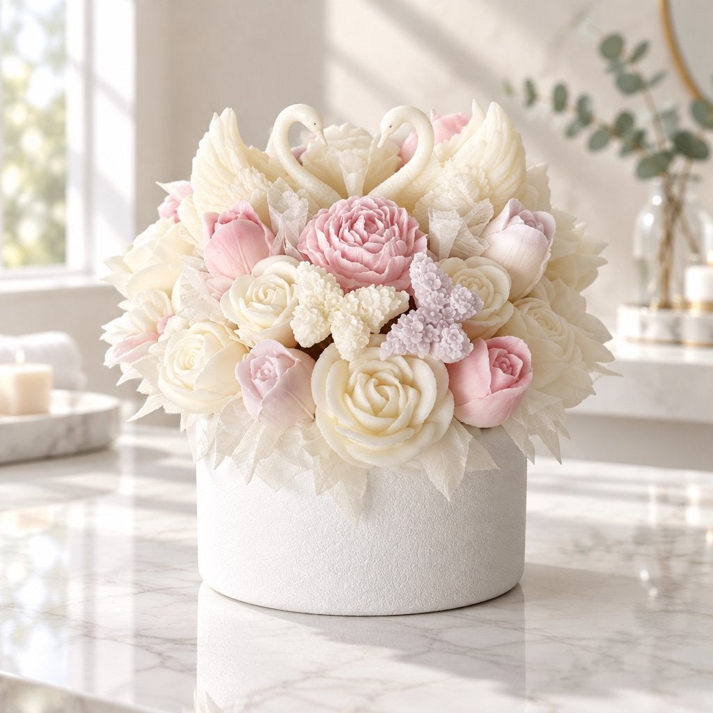 Luxe flowerbox met geurkaarsen – romantisch cadeau huwelijk, Meerkleurig, Overige merken, Ophalen of Verzenden, Kaars