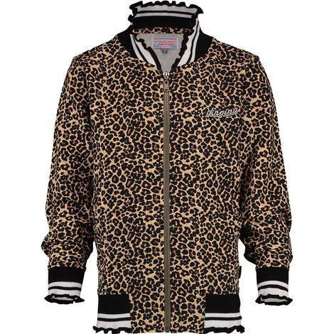 VINGINO Ozari multicolor brown panter vest maat 8/128., Kinderen en Baby's, Kinderkleding | Maat 128, Trui of Vest, Zo goed als nieuw
