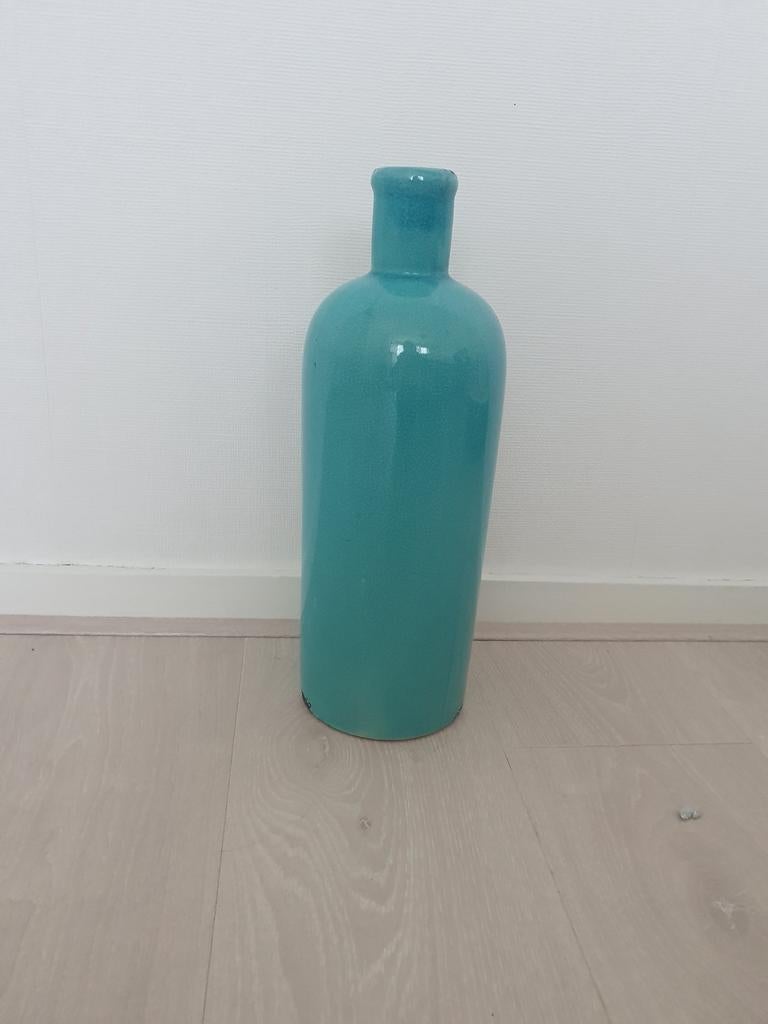 Turquoise Vaas, Huis en Inrichting, Woonaccessoires | Vazen, Blauw, Aardewerk of Porselein, Ophalen of Verzenden, Zo goed als nieuw