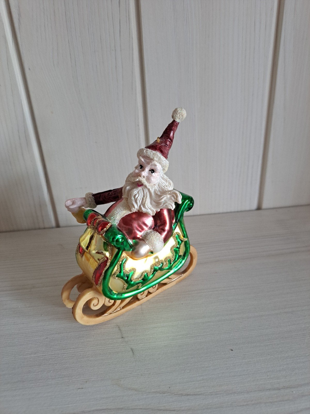 kerstman op slee kerstbal, Ophalen of Verzenden