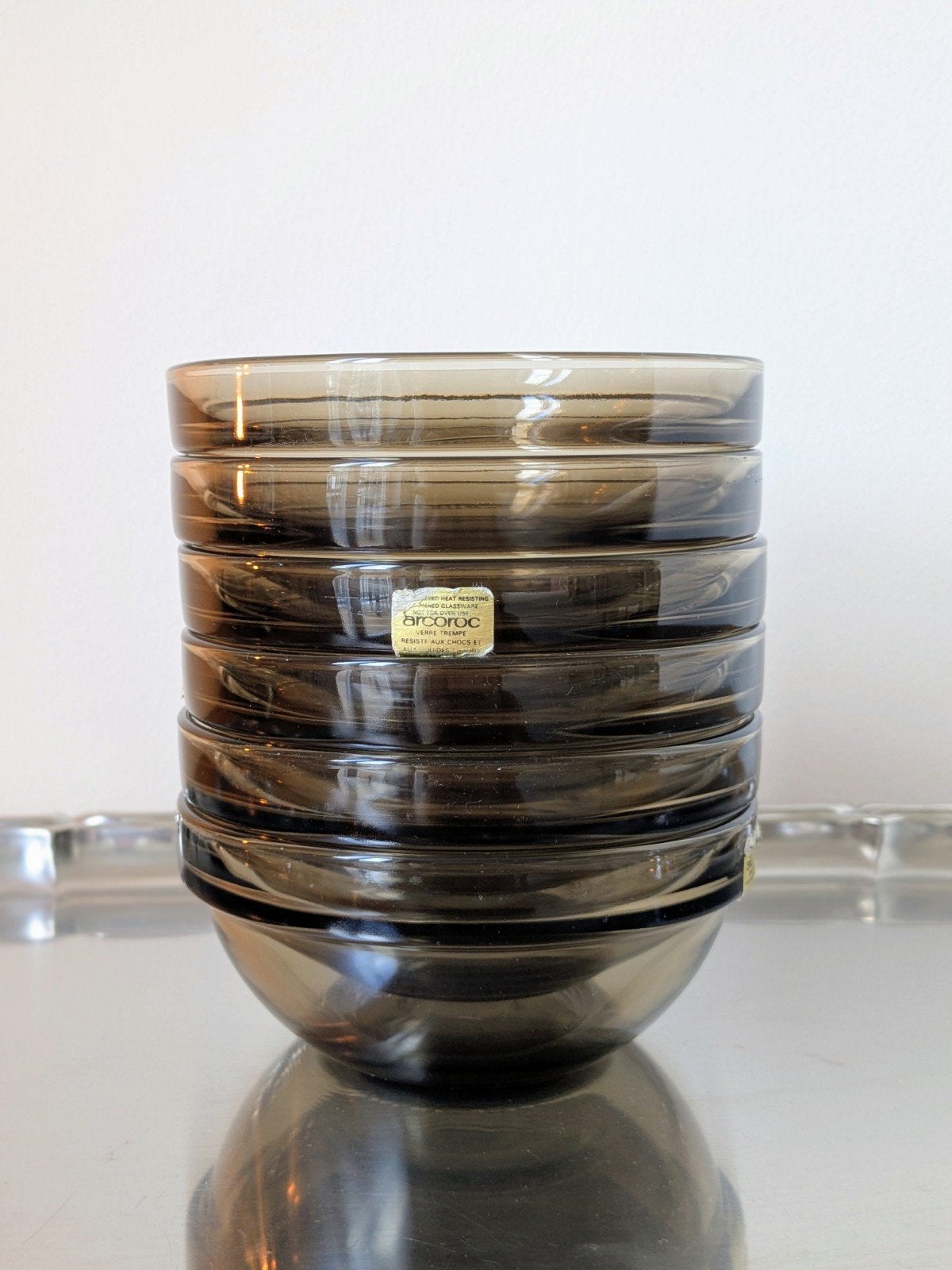 Set van 6 fume vintage Arcoroc Frankrijk rookglas schaaltjes, Overige merken, Verzenden, Overige stijlen, Glas