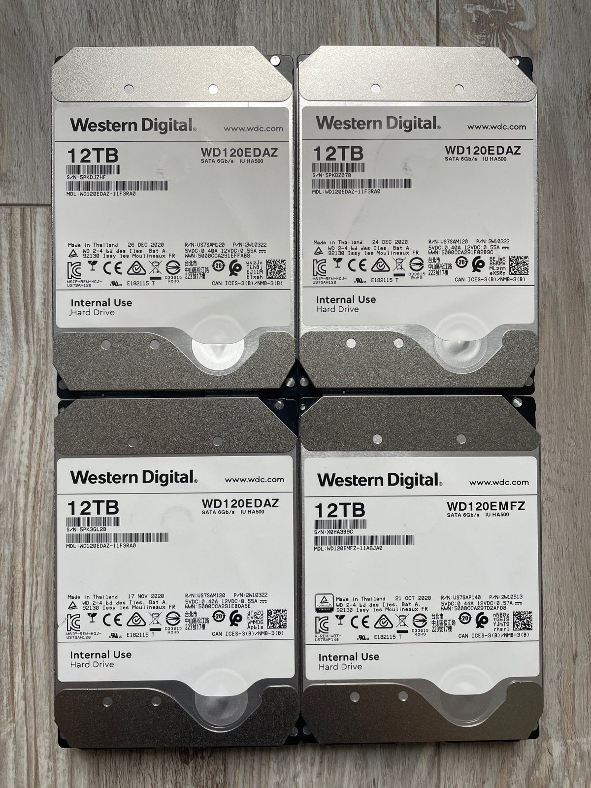 Western Digital 12TB HDD | Set of 4, Computers en Software, Harde schijven, Intern, 12TB, Server, Zo goed als nieuw