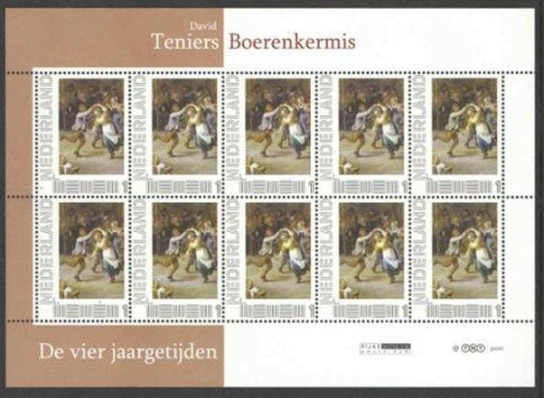 4 Jaargetijden Vel Boerenkermis, Postzegels en Munten, Postzegels | Nederland, Ophalen of Verzenden, Postfris