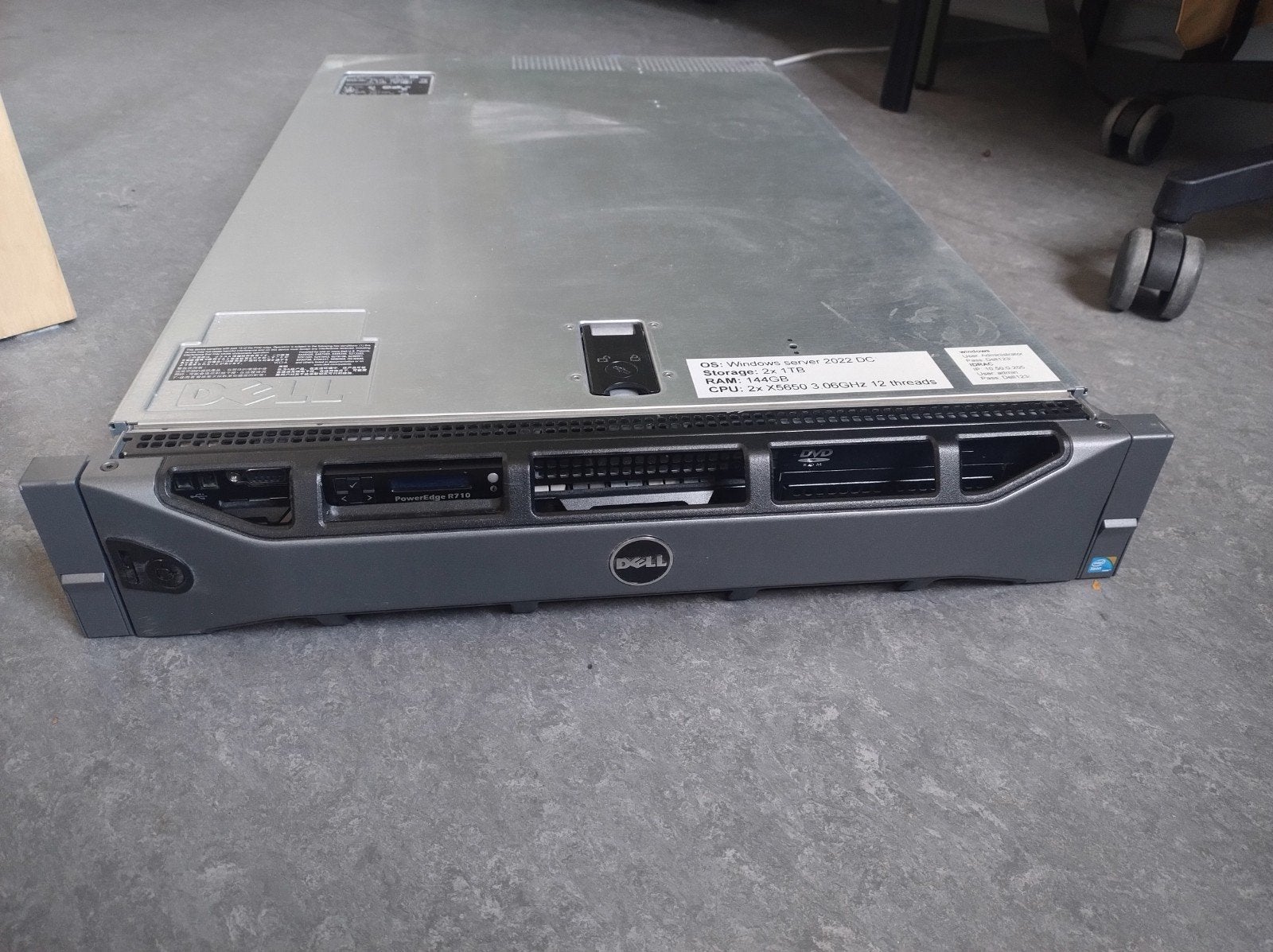Dell PowerEdge R710 Server - 2x X5650, 144GB RAM, 2x 1TB, Computers en Software, Servers, Ophalen, Gebruikt, 128 GB, 2 TB