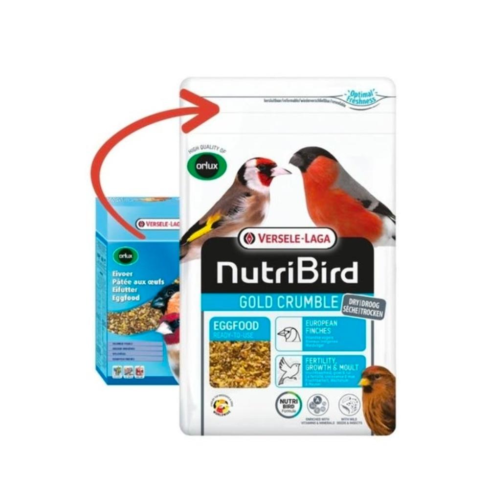 Nutribird Gold Crumble Inlandse vogels 800 gram, Ophalen, Nieuw, Kooi-accessoires
