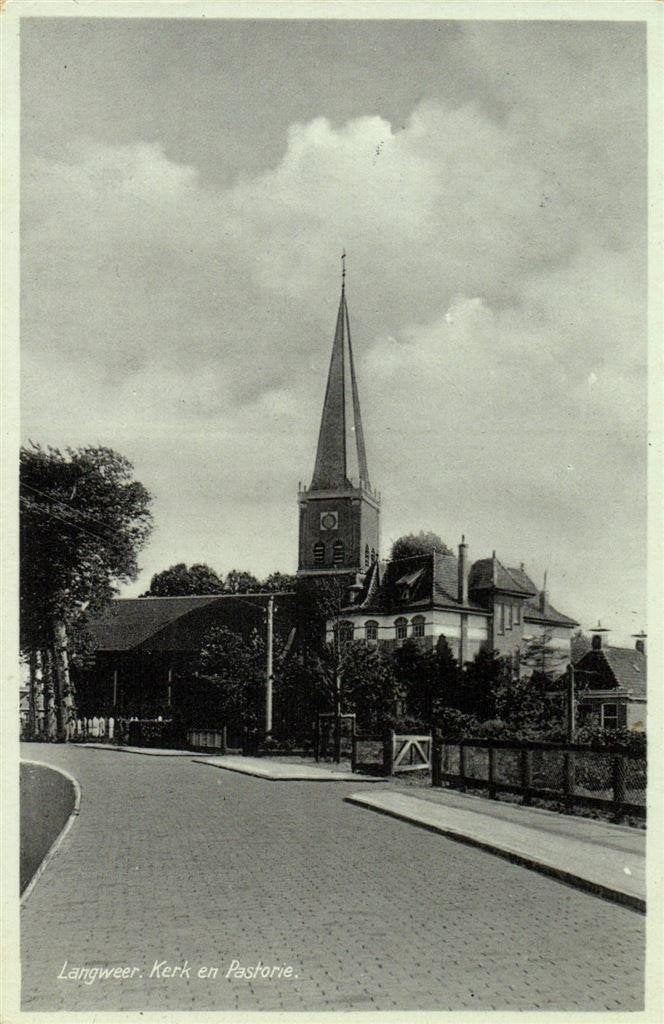 Langweer. Kerk en Pastorie. - 1939 gelopen, Verzenden, 1920 tot 1940, Gelopen, Noord-Brabant