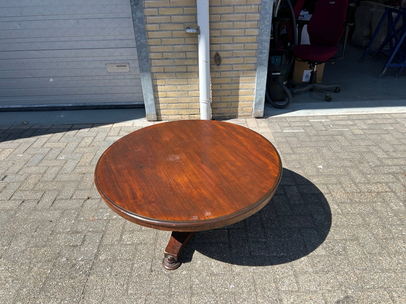 Antieke ronde mahoniehouten salontafel - 101x101x46 cm, Ophalen