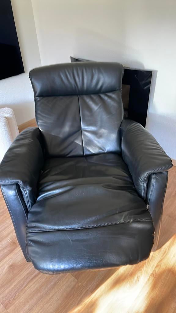 Leren relax fauteuil, Huis en Inrichting, Fauteuils, Ophalen, Zo goed als nieuw, 50 tot 75 cm, Leer