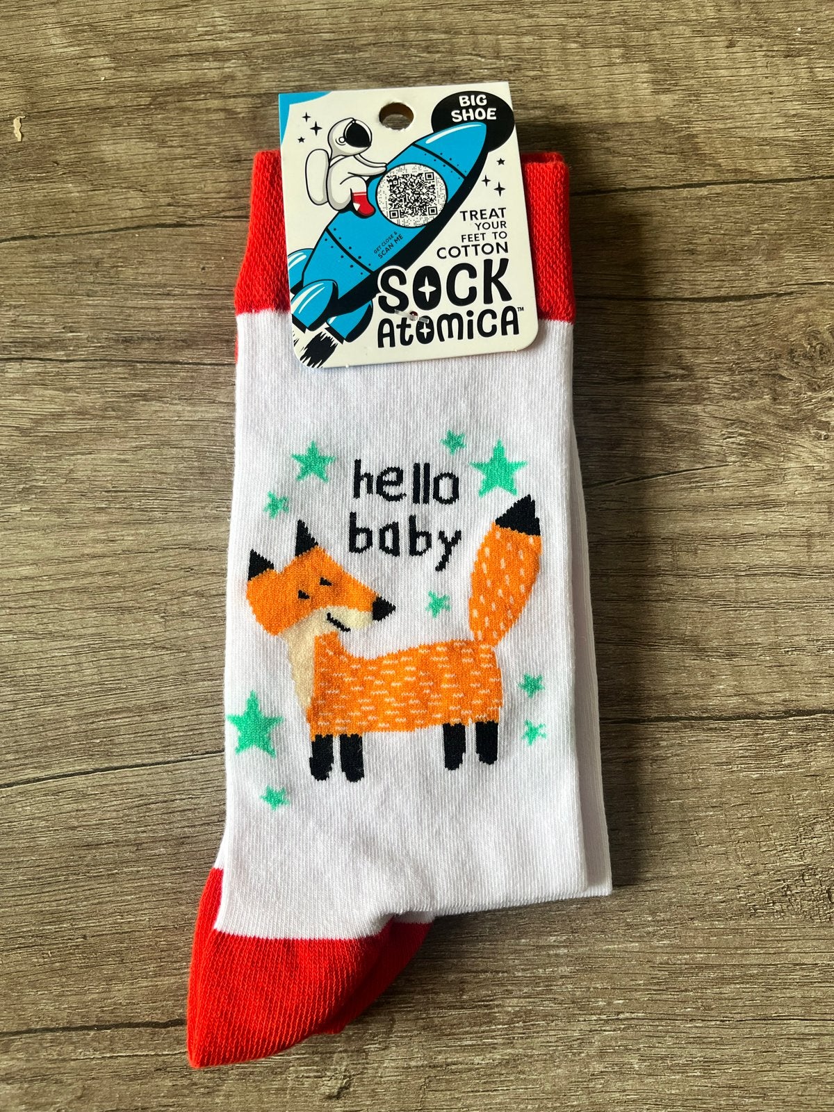 Sokken met vossenprint - Sock Atomica, Sokken en Kniesokken, Wit, Nieuw, Overige maten