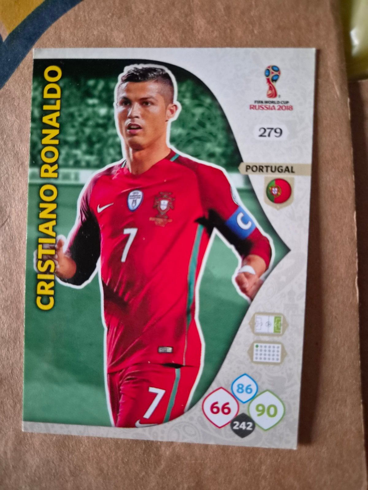 Te koop Panini voetbalkaart Ronaldo 2018, Ophalen of Verzenden, Zo goed als nieuw, Buitenlandse clubs, Poster, Plaatje of Sticker