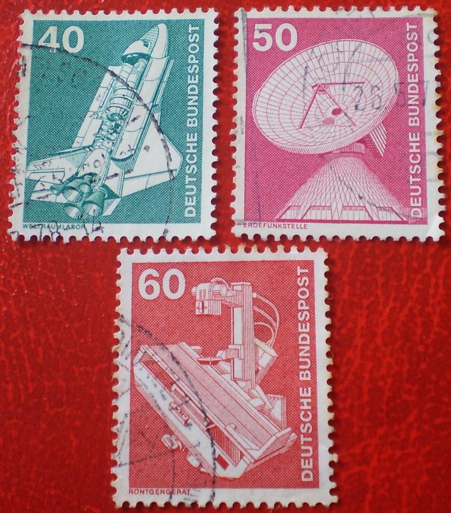 Duitsland - 3x Bundespost - Raket / Röntgen /Telescoop, Verzenden, BRD, Gestempeld
