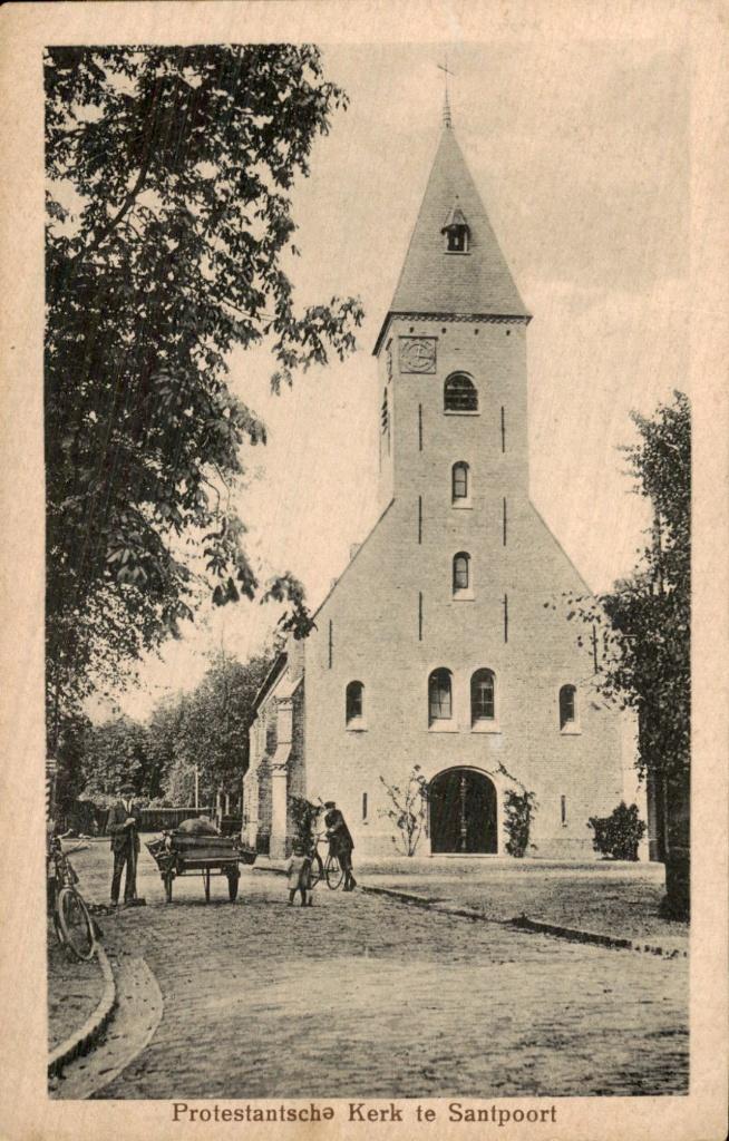Santpoort - Protestantsche Kerk - Voorgevel, Ophalen of Verzenden, Voor 1920, Ongelopen, Noord-Holland