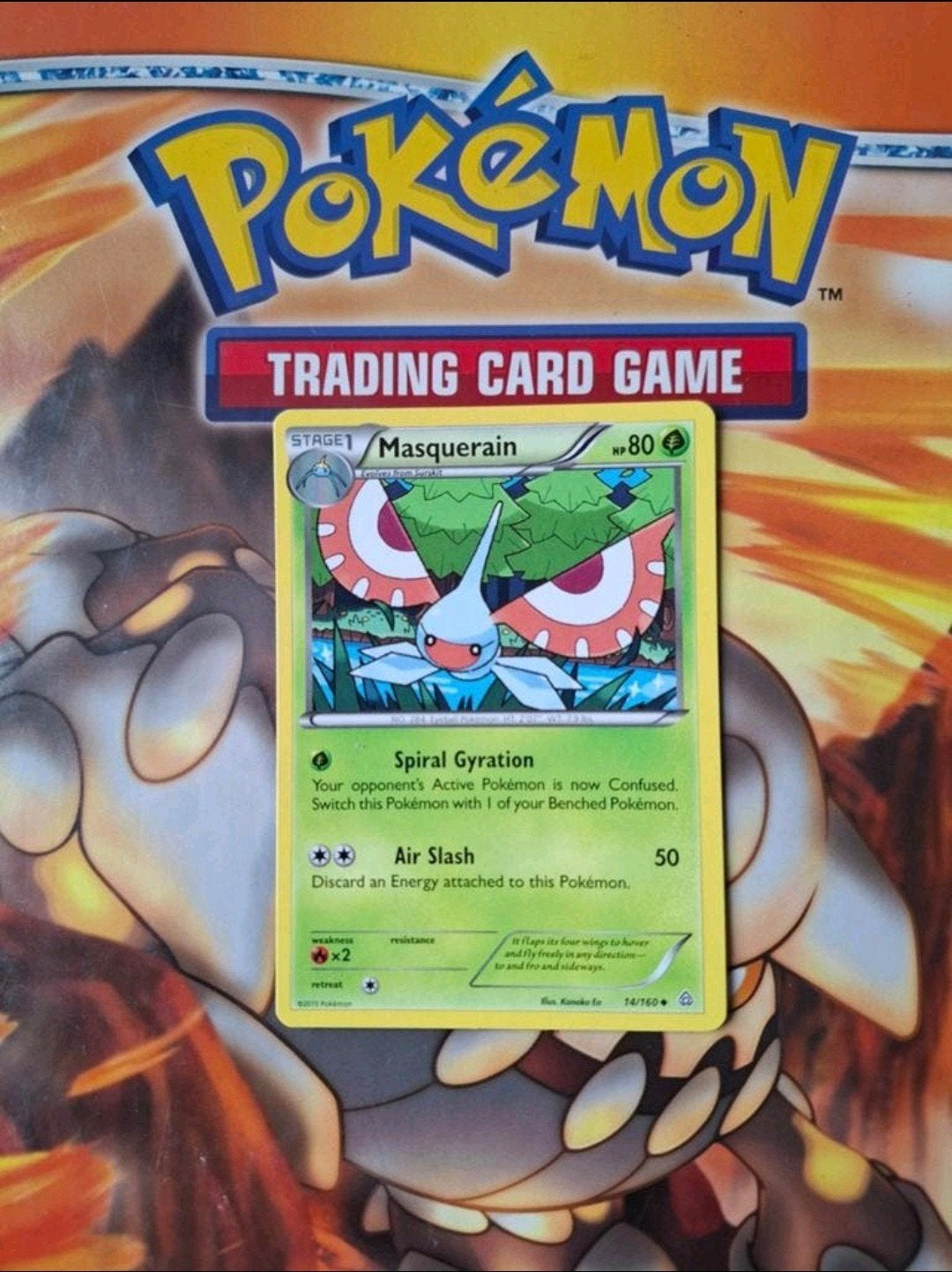 Masquerain 14/160 XY Primal Clash pokemon kaart nm, Ophalen of Verzenden, Zo goed als nieuw, Losse kaart
