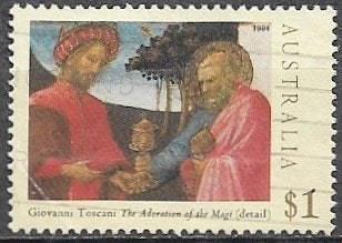 AUSTRALIË 1$ Kerstzegel - Schilderij van G. Toscani - 1994, Postzegels en Munten, Verzenden, Gestempeld