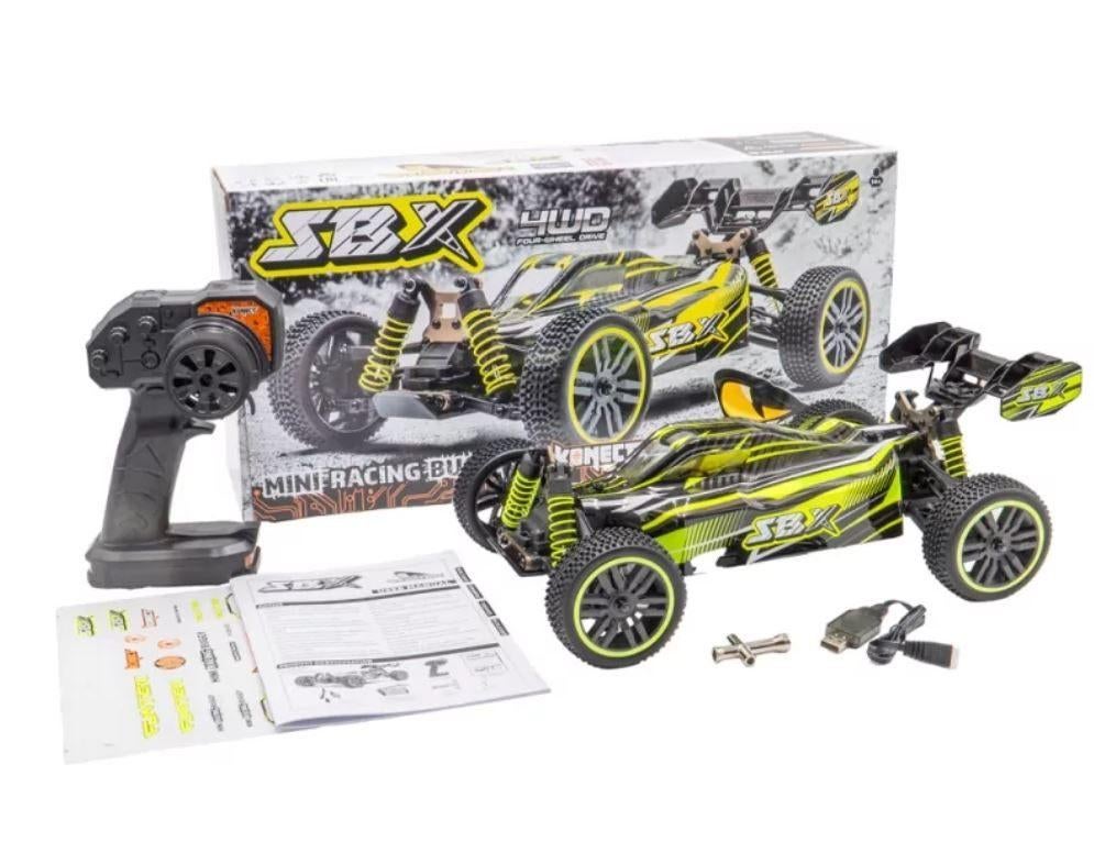 Funtek SBX Buggy 1/12e XL Geel / zwart met accu en lader, Ophalen of Verzenden, Nieuw, Overige schalen, Auto offroad