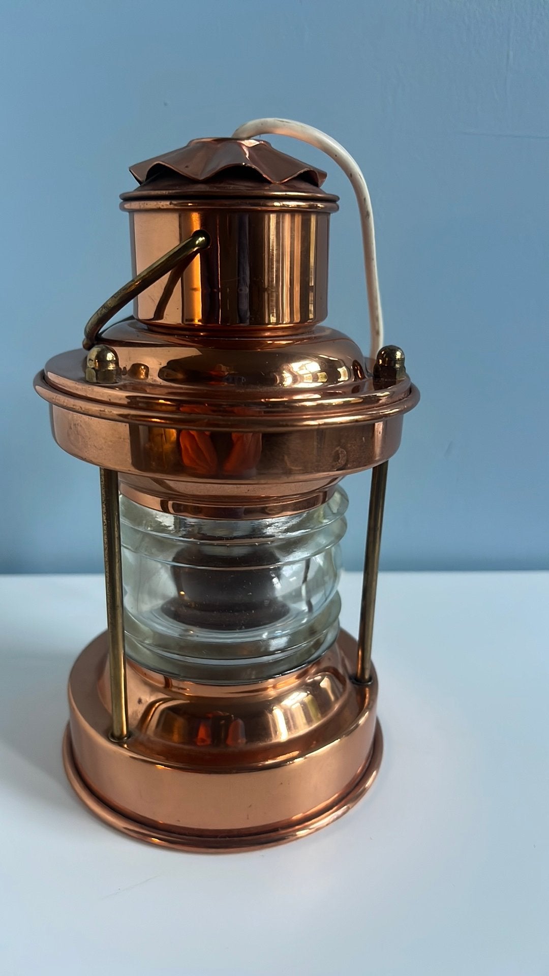 Elektrische scheepslamp koper en messing., Ophalen of Verzenden