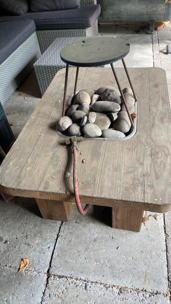 Vuurtafel, stevig, sfeervol met opbak plaat!, Ophalen, Gebruikt
