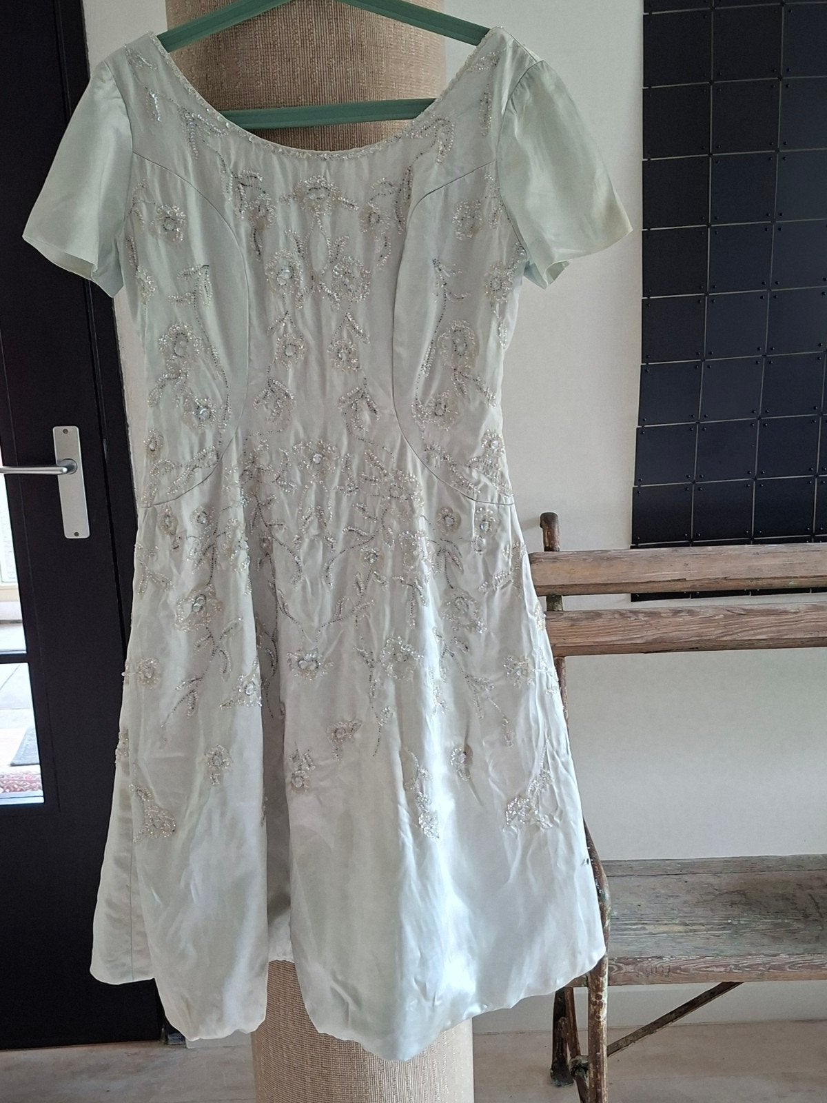 Vintage Jacques Heim Galeries Modernes cocktailjurk, Maat 38/40 (M), Ophalen of Verzenden, Zo goed als nieuw, Jacques Heim