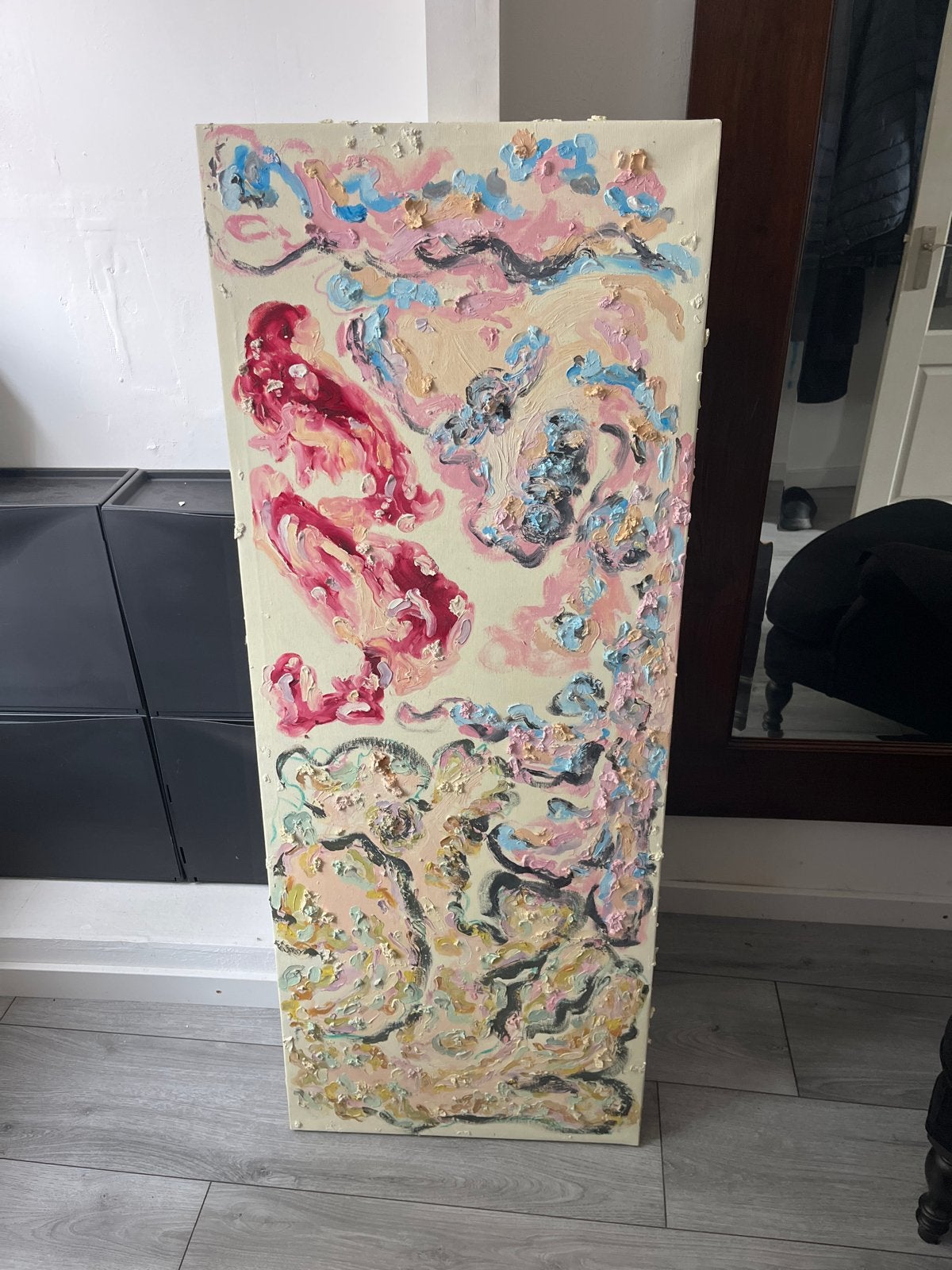Abstract Schilderij met Textuur en Levendige Kleuren, Ophalen, Abstract, Handgeschilderd, Olieverf