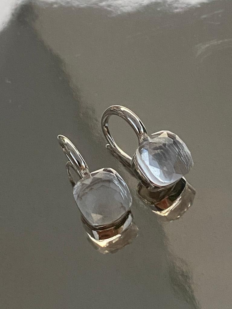 Pomellato stijl zilverkleurige oorbellen, Met kristal, Overige materialen, Ophalen of Verzenden, Zilver