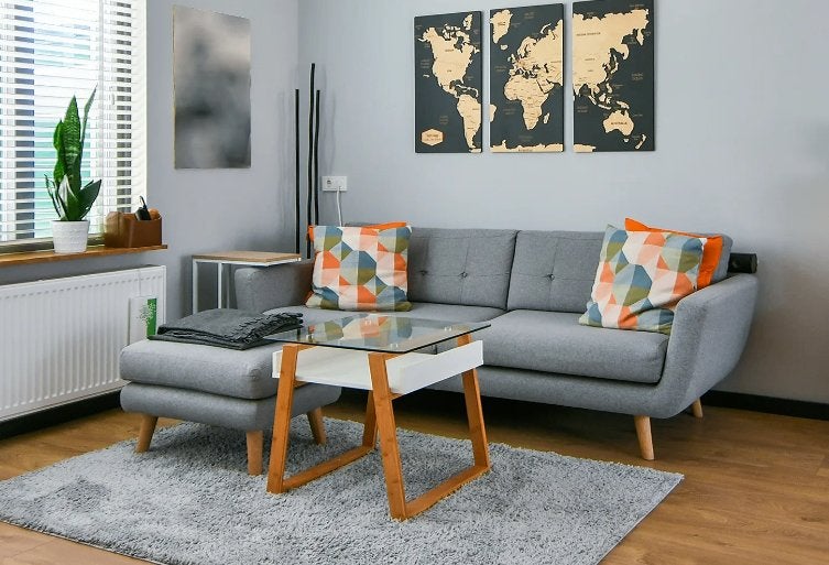 SOFACOMPANY Vera 3-Seater Sofa + 2x Georg Ottomans, Huis en Inrichting, Ophalen, Zo goed als nieuw, Stof