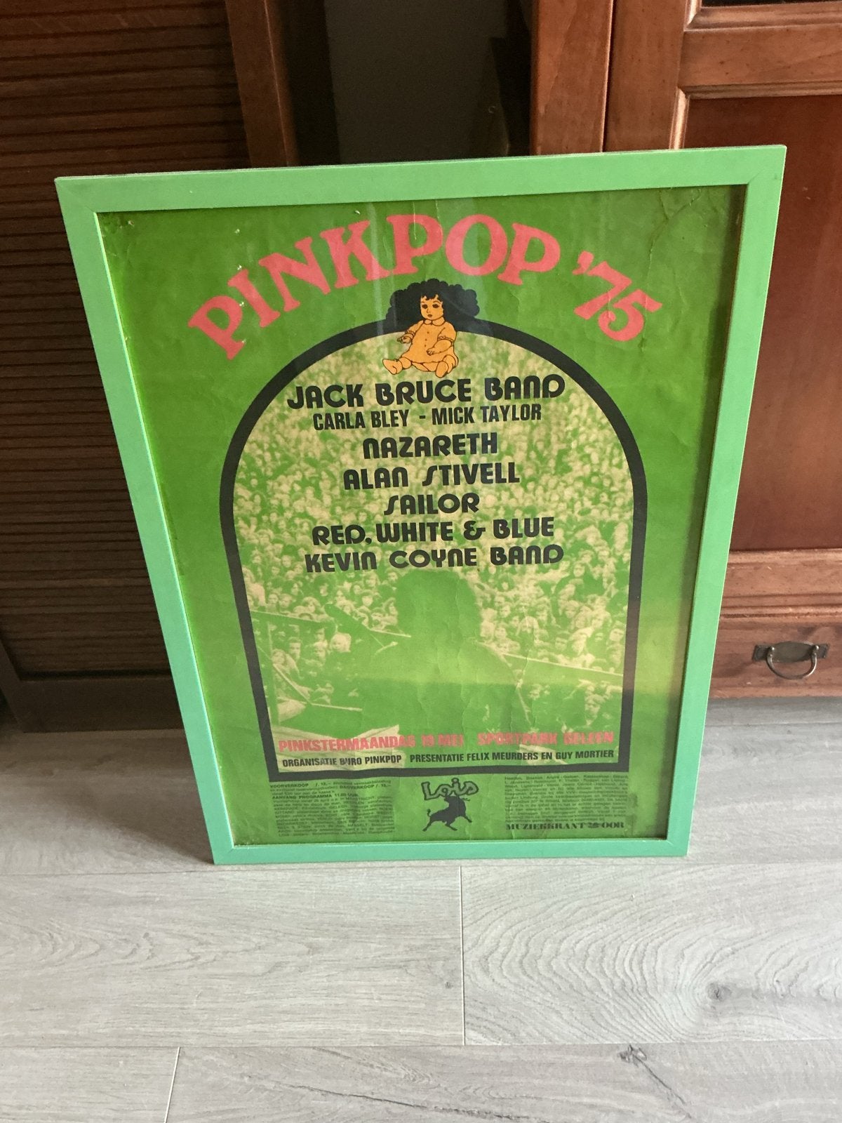 Pinkpop Poster 1975 Poster - Origineel Ingelijst, Ophalen, Met lijst, A1 t/m A3, Muziek
