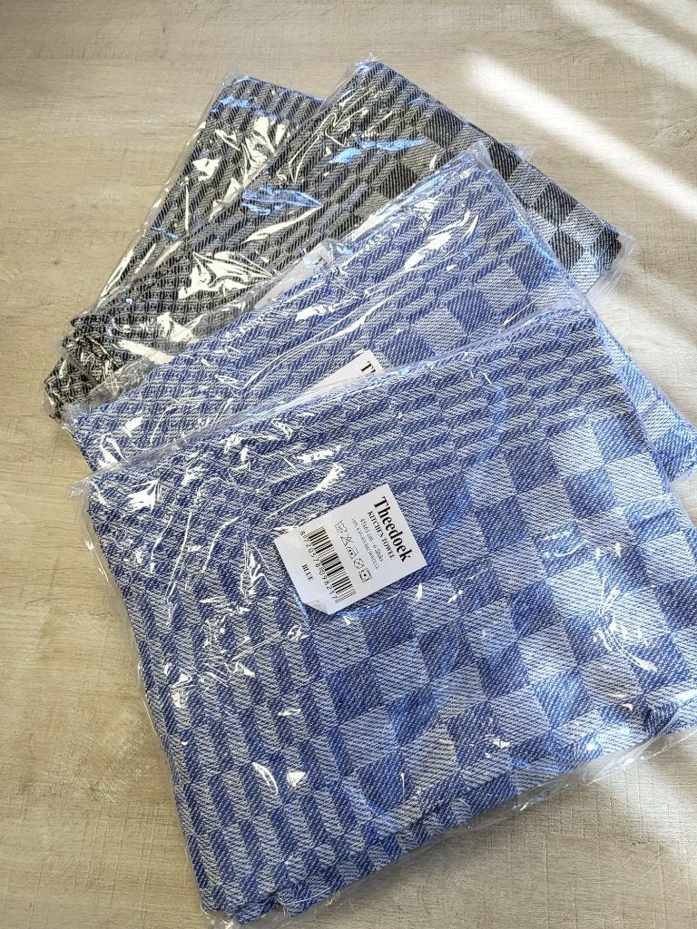 Professionele nieuwe horeca theedoeken 72 zwart en 72 blauw, Huis en Inrichting, Katoen, Overige kleuren, Nieuw, Theedoek of Handdoek