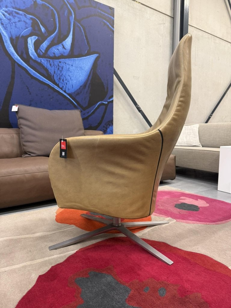 Montis Marvin Relax fauteuil bruin Aniline leer Design stoel, Ophalen of Verzenden, Zo goed als nieuw, Montis, 50 tot 75 cm