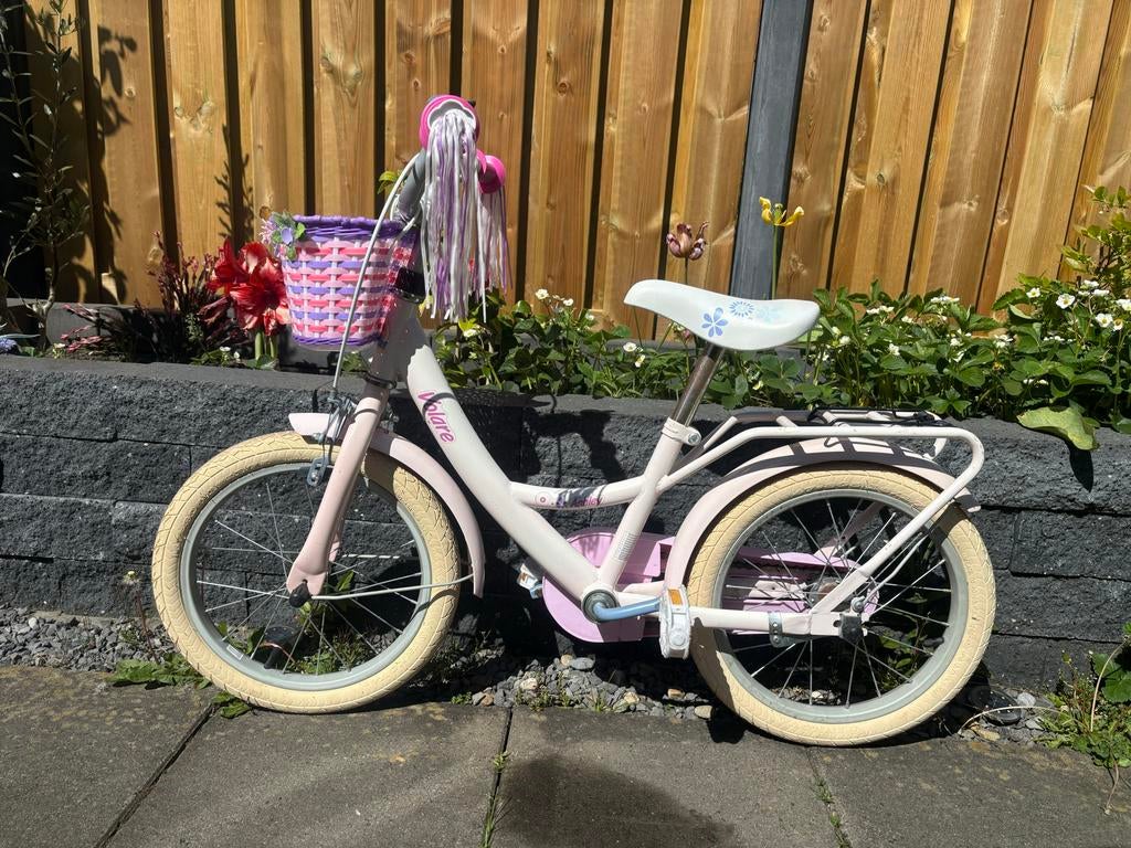 Roze kinderfiets Volare Ashley 16 inch met mandje, Fietsen en Brommers, Fietsen | Kinderfietsjes, Ophalen, Gebruikt, Terugtraprem