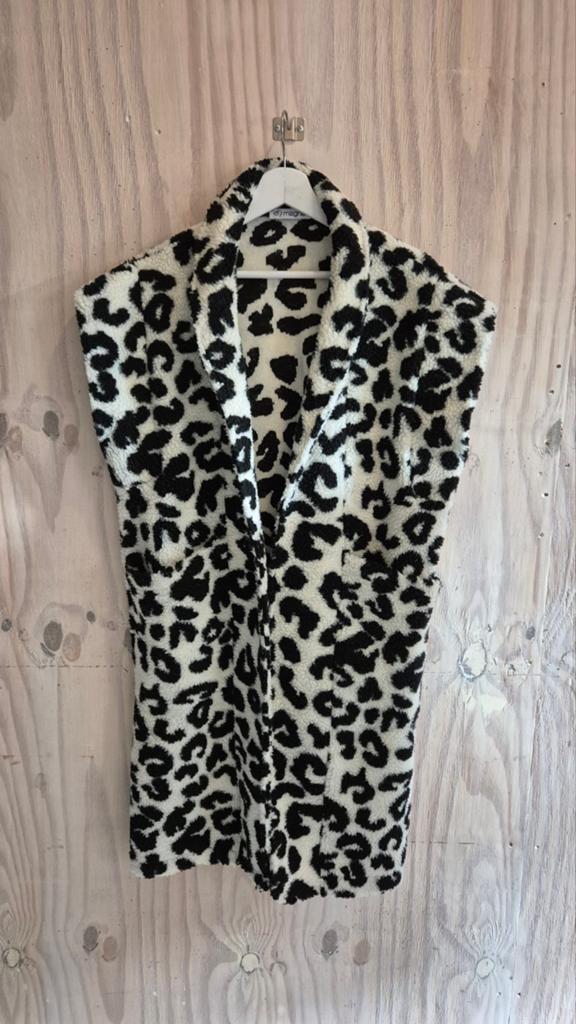 Magna Leopard Print Teddy Gilet - Maat M, Maat 38/40 (M), Zwart, Ophalen of Verzenden, Magna