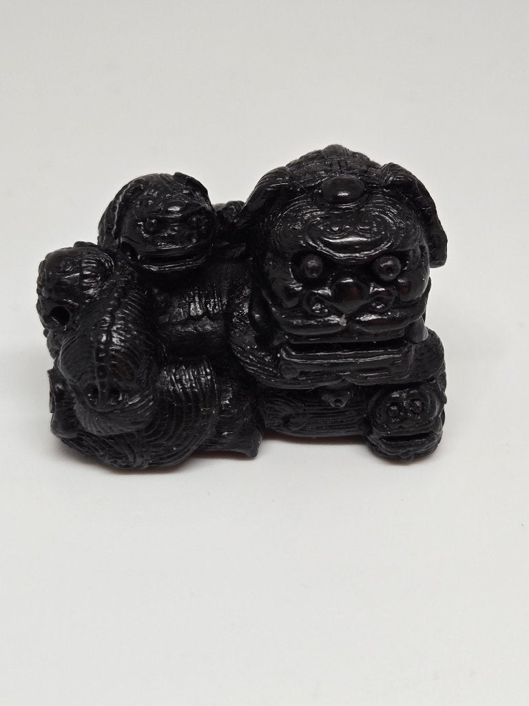 Antieke Chinese Netsuke, 19e eeuw, Houtsnijwerk, Hout, 3 cm, Netsuke, Gesneden