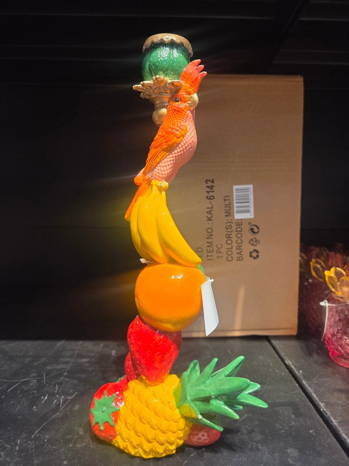 Kandelaar met papegaai en fruit - Tropische sfeer, Overige materialen, Gebruikt, Meerkleurig, Overige merken