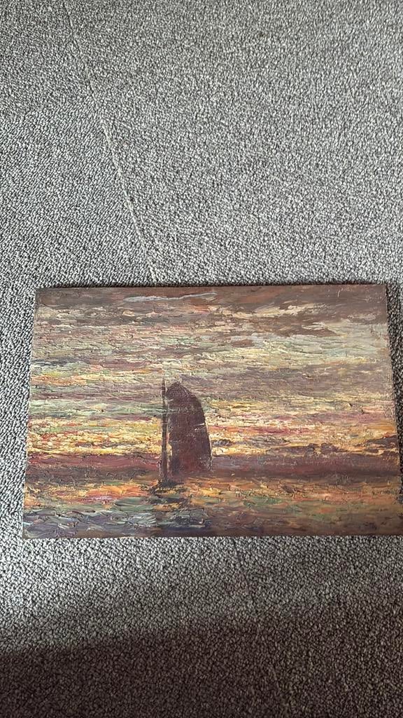 1920 J Hammen olieverf op paneel impressionist zeilschip, Ophalen of Verzenden