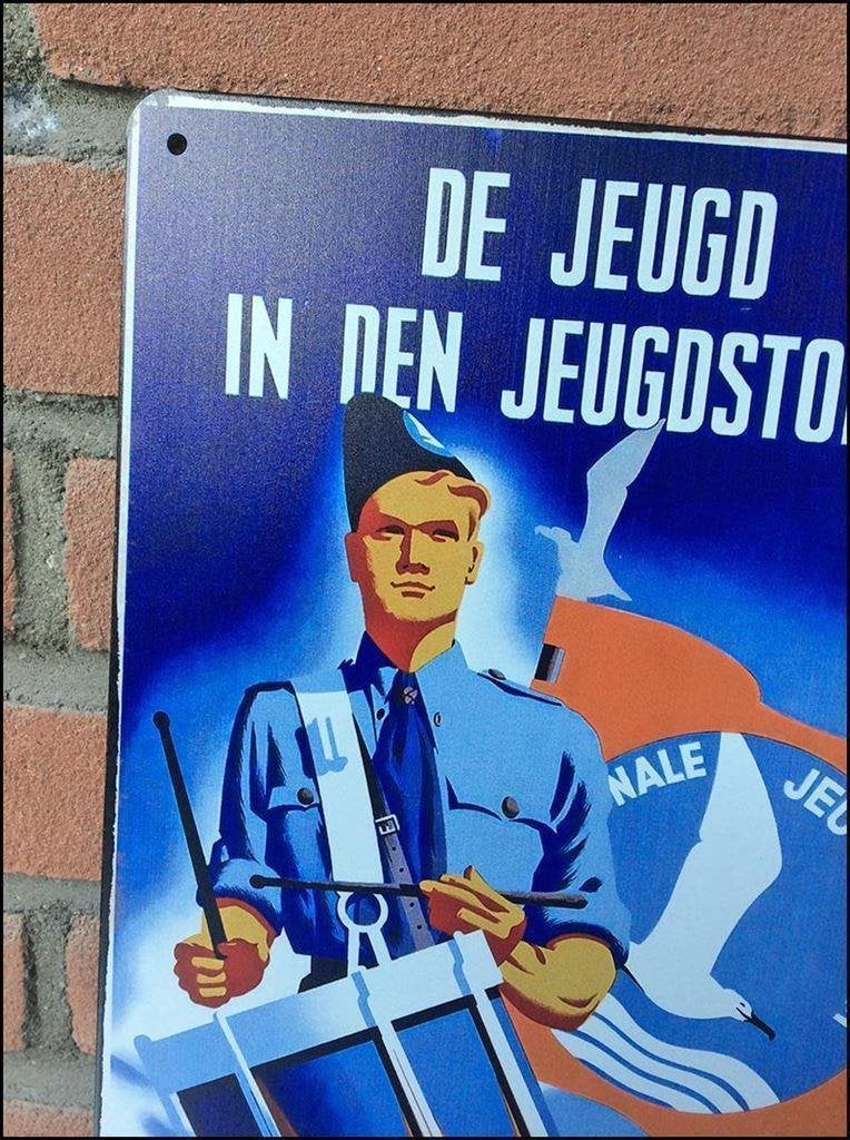 JEUGDSTORM Metalen Propagranda Wandbord wa plaat, Verzamelen, Verzenden, Nederland, Foto of Poster