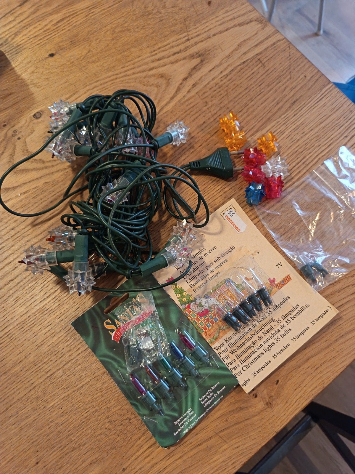 Vintage Kerstverlichting met Sterrenlampjes + Reserve-lamp, Diversen, Kerst, Ophalen of Verzenden