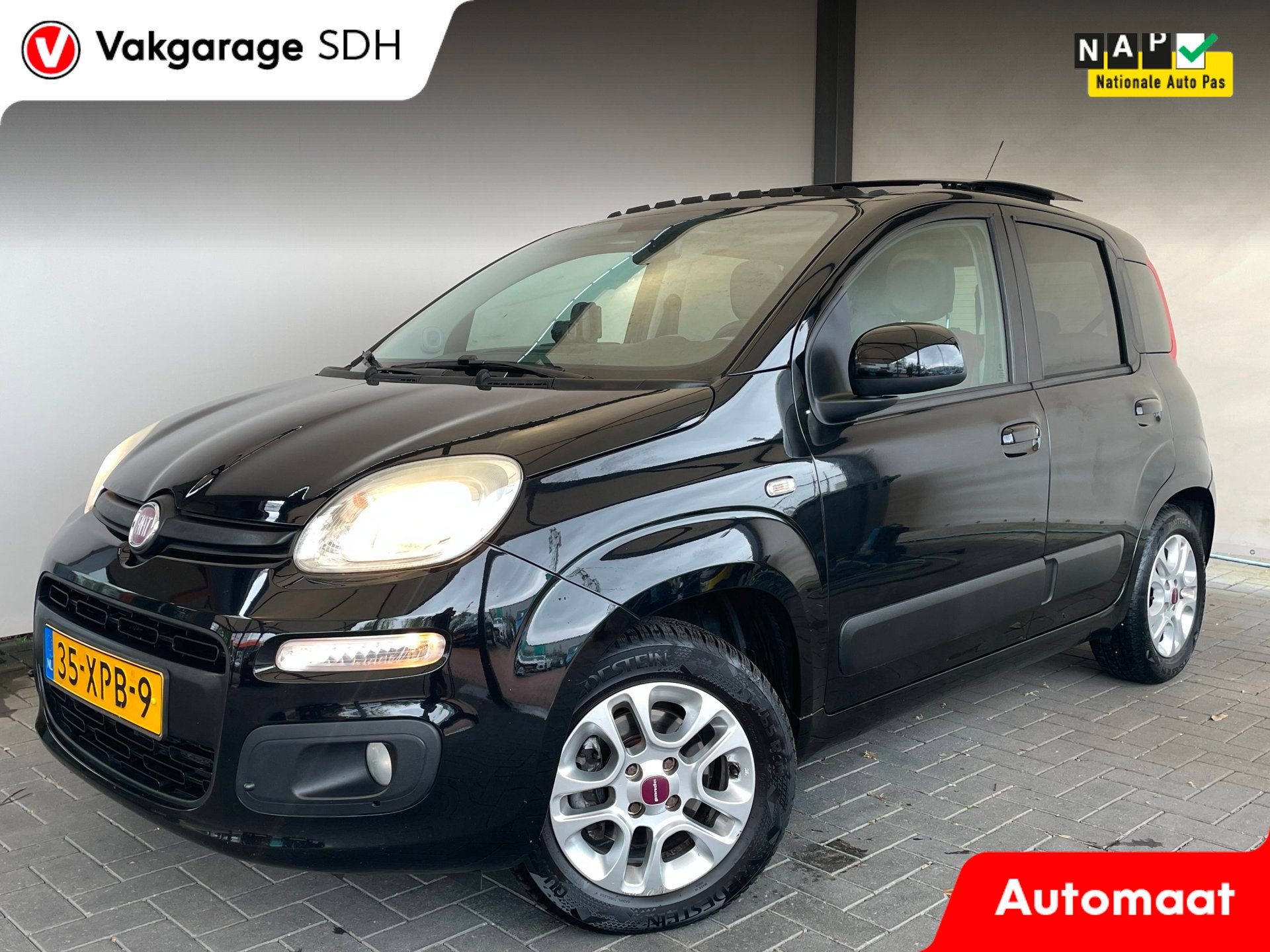 Fiat Panda 0.9 TwinAir Lounge|Panoramadak|Automaat|Trekhaak|, Euro 5, Zwart, Panda, Start-stop-systeem