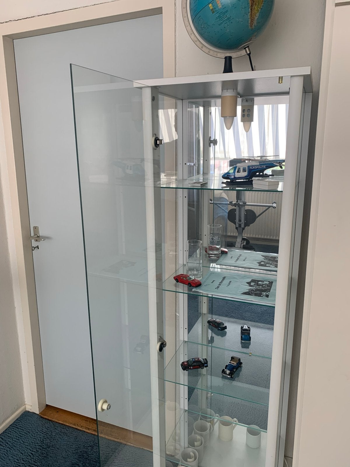 Glazen Vitrinekast - 170x45x35 cm met 4 glazen schappen, Minder dan 50 cm, Gebruikt, Ophalen of Verzenden, Glas