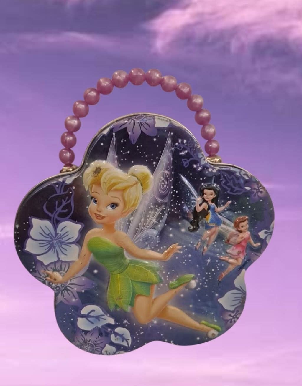 Tinkerbell Blikken Handtas met Kralen Handvat - Disney Feeën, Ophalen of Verzenden, Gebruikt, Meisje