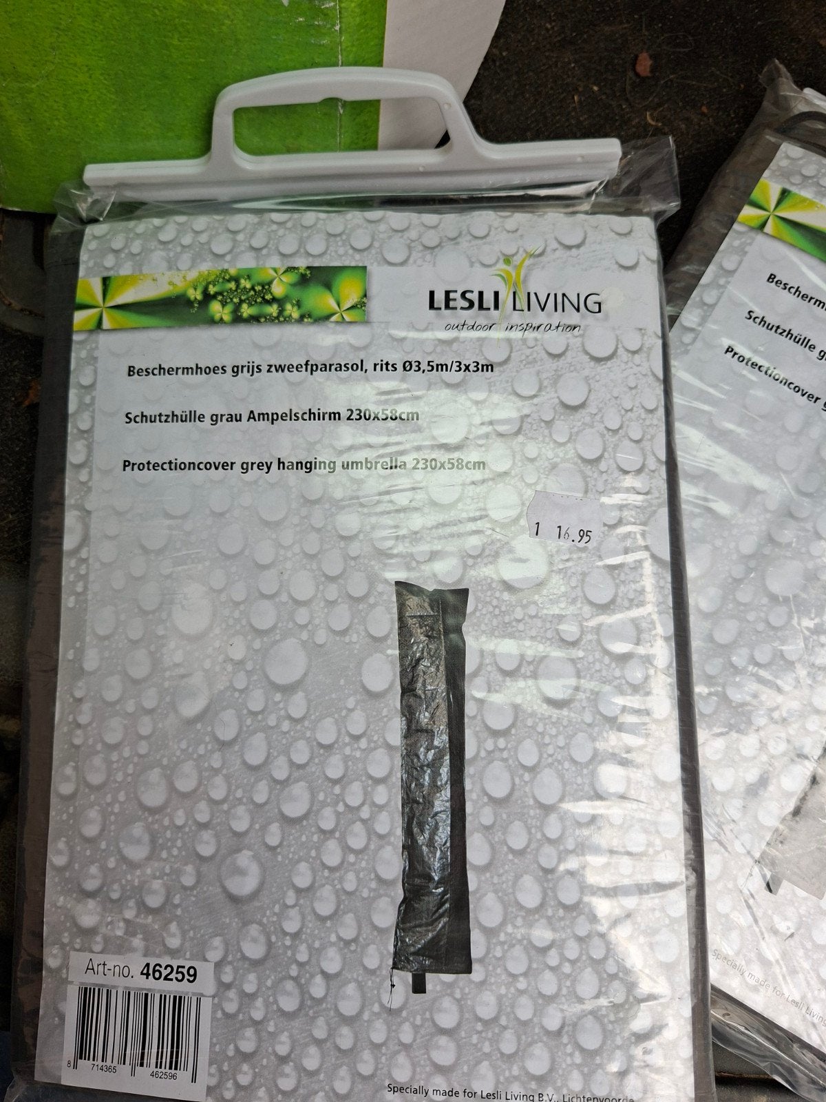 Nieuwe beschermhoes voor zweefparasol - Grijs, 230x58cm, Tuin en Terras, Ophalen of Verzenden, Nieuw, Parasolhoes, Waterdicht