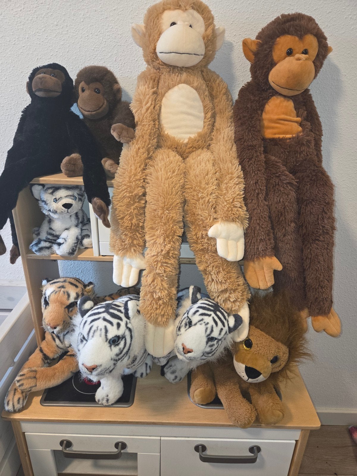 Junglekamer knuffels kussens: apen, tijgers, leeuw en meer, Ophalen of Verzenden, Zo goed als nieuw, Middelgroot (20 tot 80 cm)