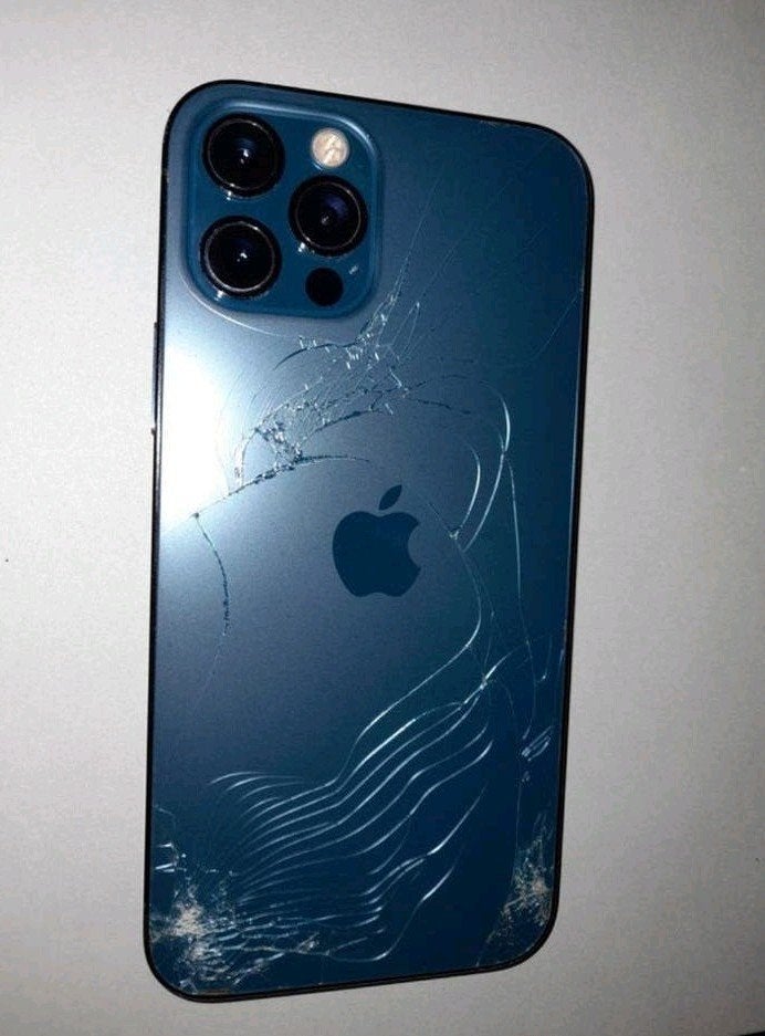 iPhone 12 Pro Max - voor onderdelen, Telecommunicatie, Mobiele telefoons | Apple iPhone, 128 GB, Blauw, Niet werkend, IPhone 12 Pro Max