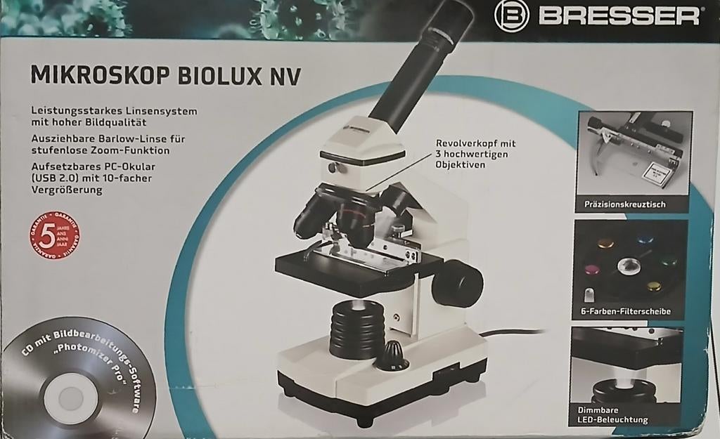 Bresser Biolux NV Microscoop met USB Oculair, Ophalen of Verzenden, Zo goed als nieuw, 400x tot 1000x, Biologische microscoop