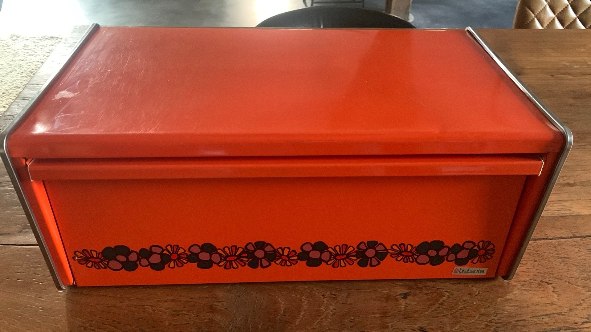 Vintage oranje Brabantia broodtrommel, Ophalen, Huis en Inrichting
